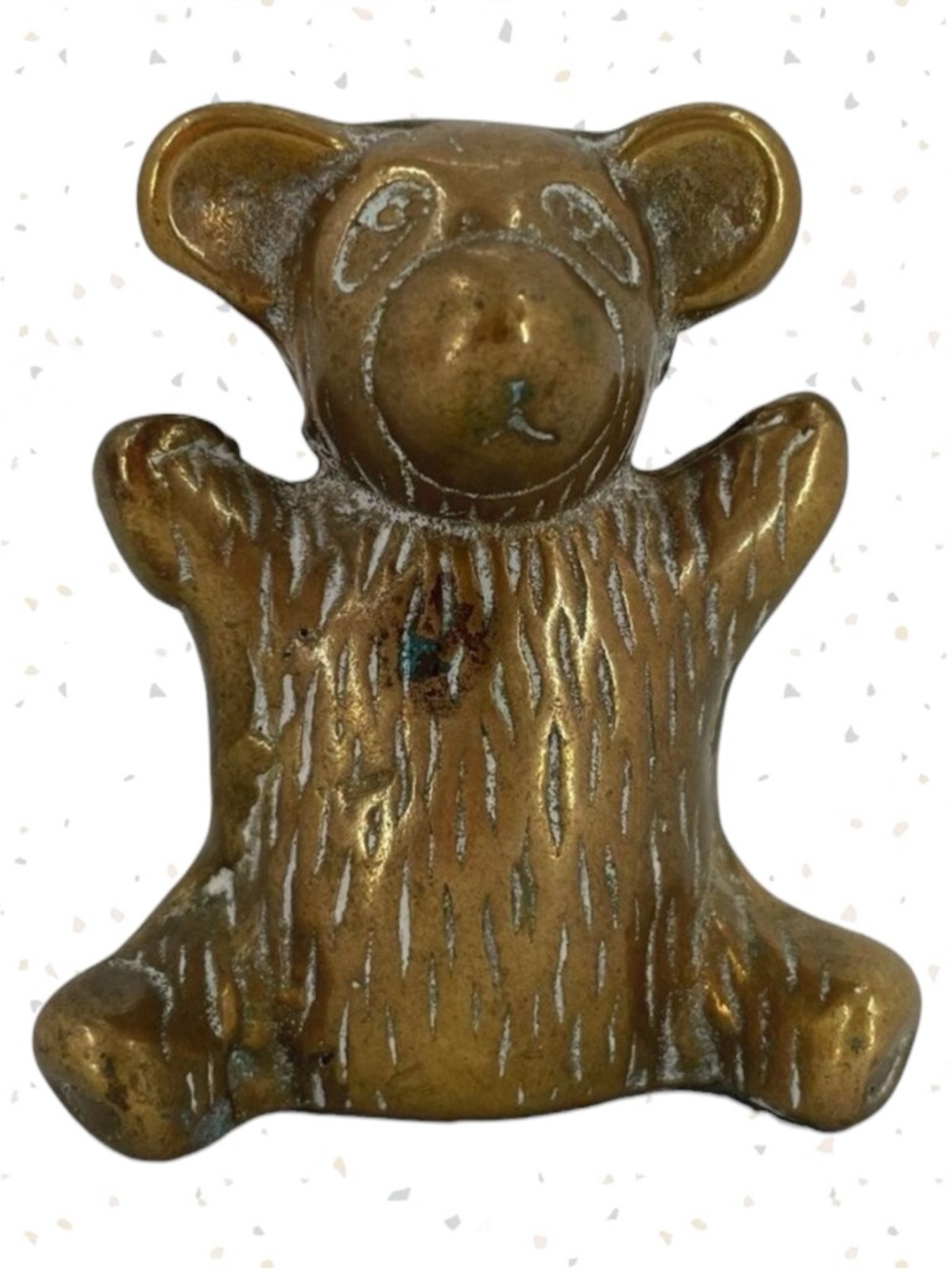 Vintage Brass Teddy Bear Gold Sitting Animal Mid-Century Traditional Style Decor